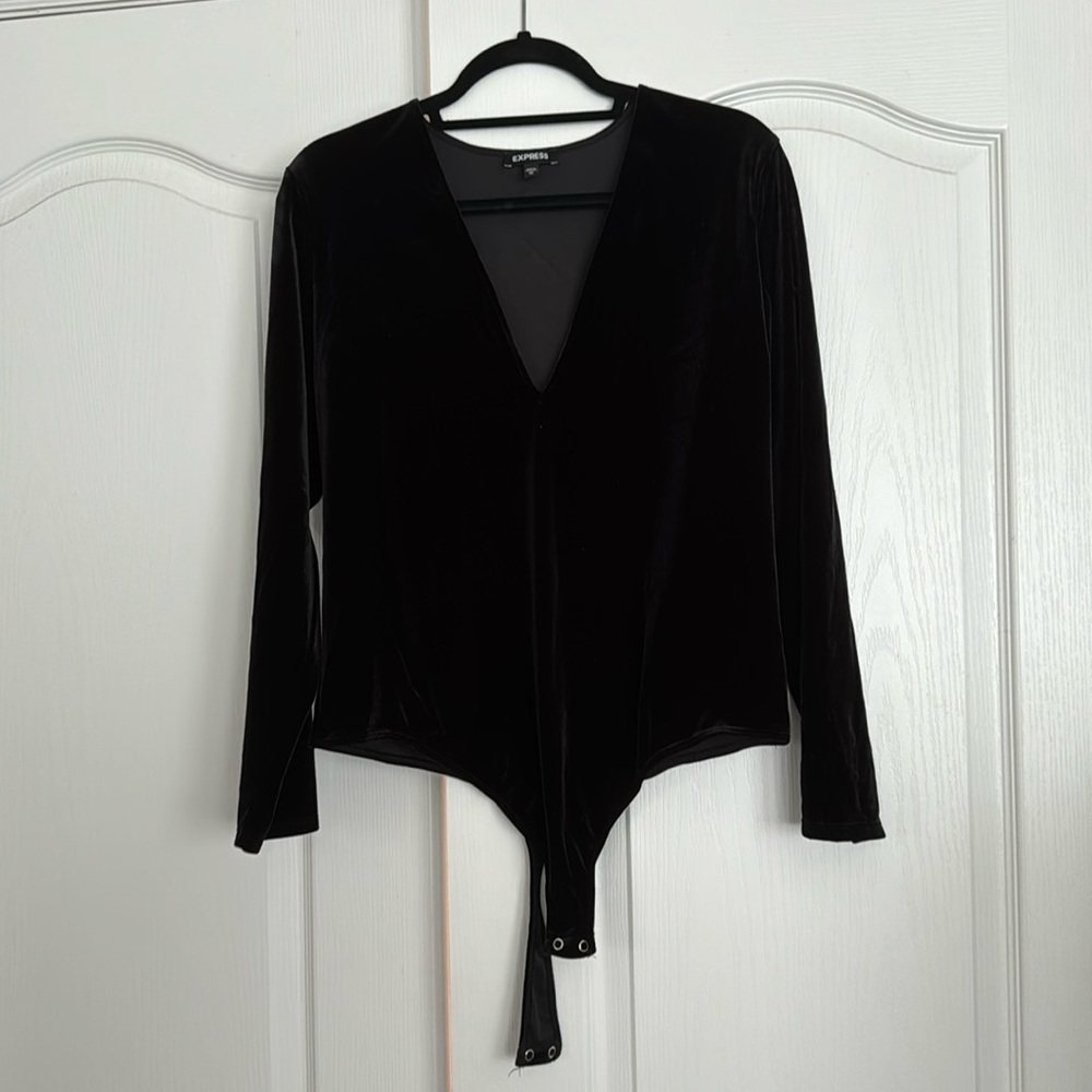Velvet V-neck Bodysuit